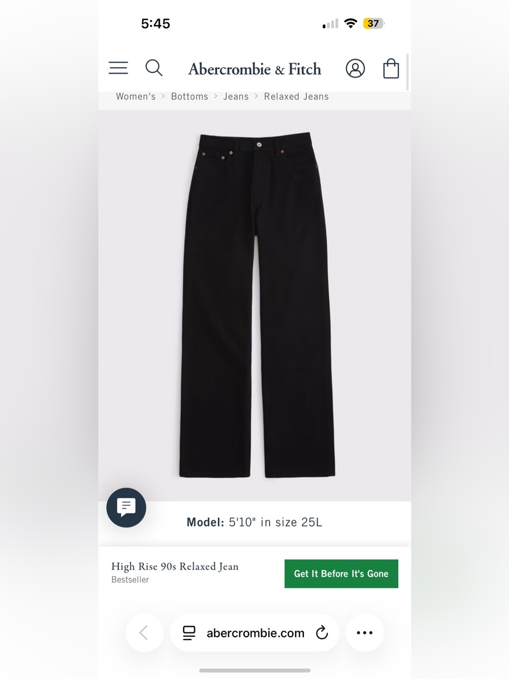 Abercrombie & Fitch women’s 
 Black Straight Jeans